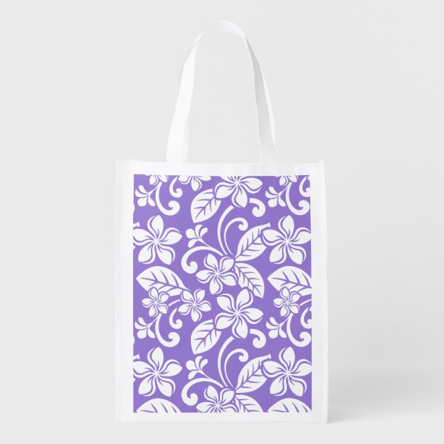 ISLAND PLUMERIA (LAVENDER) GROCERY BAG (Front)