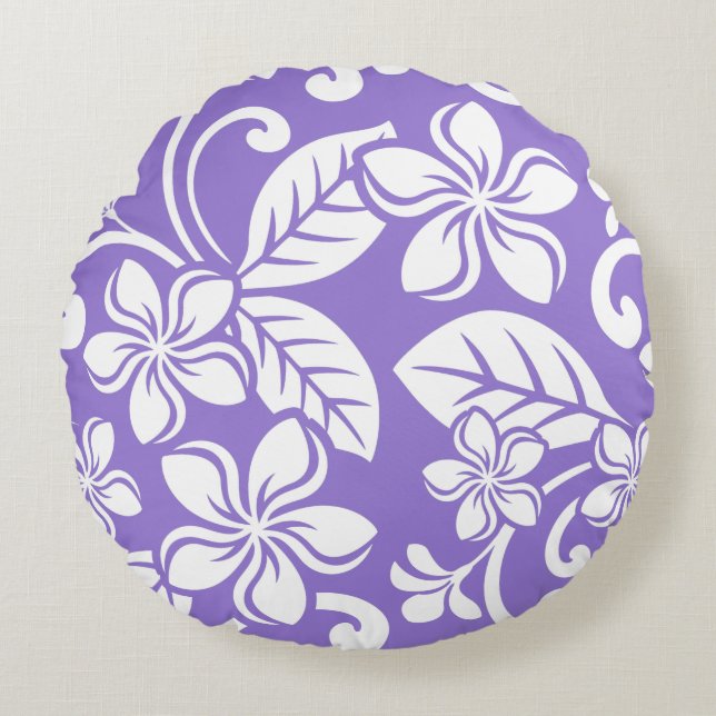 ISLAND PLUMERIA (LAVENDER) ROUND PILLOW (Front)
