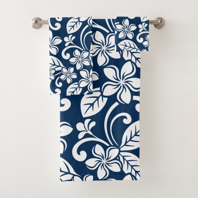 ISLAND PLUMERIA (NAVY) BATH TOWEL SET (Insitu)