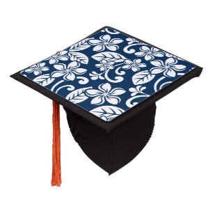 ISLAND PLUMERIA (NAVY BLUE) GRADUATION CAP TOPPER