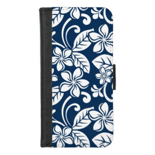 ISLAND PLUMERIA (NAVY BLUE) iPhone 8/7 WALLET CASE