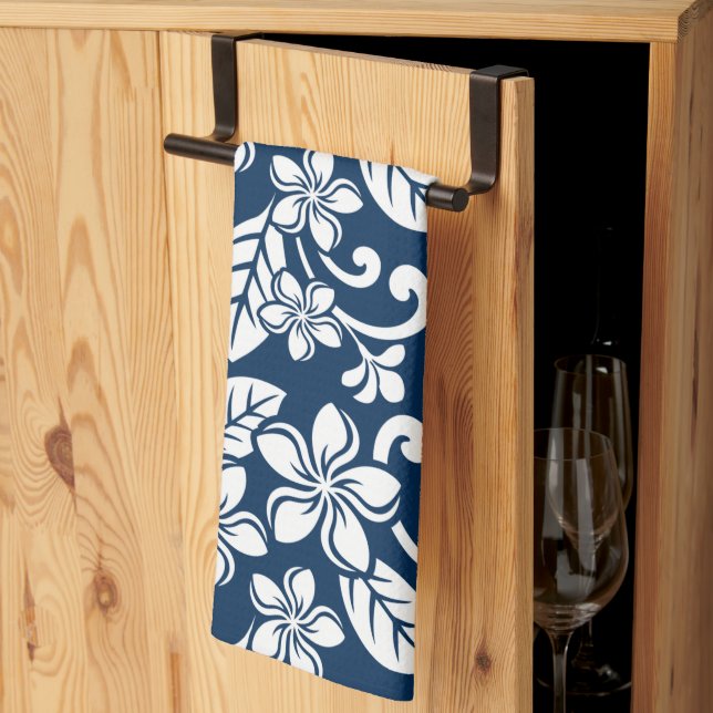 ISLAND PLUMERIA (NAVY BLUE) KITCHEN TOWEL (Thirds Fold)