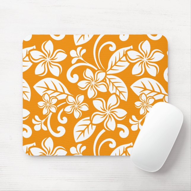 ISLAND PLUMERIA (ORANGE) MOUSE PAD (With Mouse)