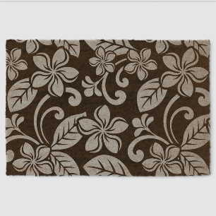 ISLAND PLUMERIA PATTERN IN BLACK AND GRAY FIBER DOORMAT