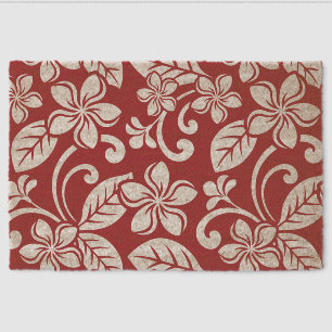 ISLAND PLUMERIA PATTERN IN CARDINAL RED FIBER DOORMAT