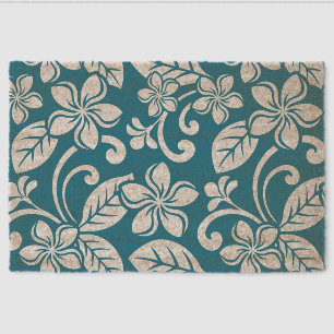 ISLAND PLUMERIA PATTERN IN CARIBBEAN BLUE FIBER DOORMAT