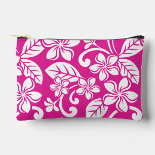 ISLAND PLUMERIA PATTERN IN HOT PINK ACCESSORY POUCH
