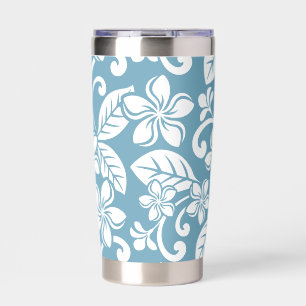 ISLAND PLUMERIA PATTERN IN SLATE BLUE INSULATED TUMBLER