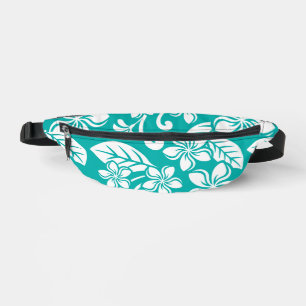 ISLAND PLUMERIA PATTERN IN TURQUOISE FANNY PACK