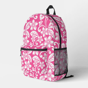 ISLAND PLUMERIA PATTERN IN WATERMELON PINK PRINTED BACKPACK