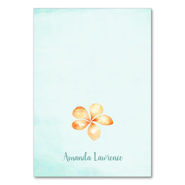 Island Plumeria Personalized Place Cards (Front)