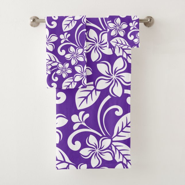 ISLAND PLUMERIA (PURPLE) BATH TOWEL SET (Insitu)