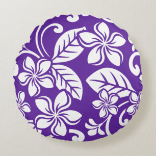 ISLAND PLUMERIA (PURPLE) ROUND PILLOW
