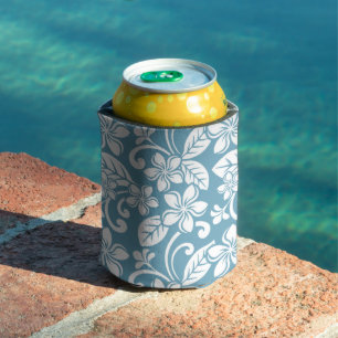 ISLAND PLUMERIA (SLATE BLUE) CAN COOLER