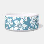 ISLAND PLUMERIA (SLATE BLUE) Ceramic Pet Bowl<br><div class="desc">Island Plumeria Pattern in Slate Blue. Copyright by Kelly Hironaka, No. 3 Design</div>
