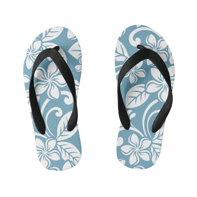 ISLAND PLUMERIA (SLATE BLUE) Pair of Flip Flops (Footbed)