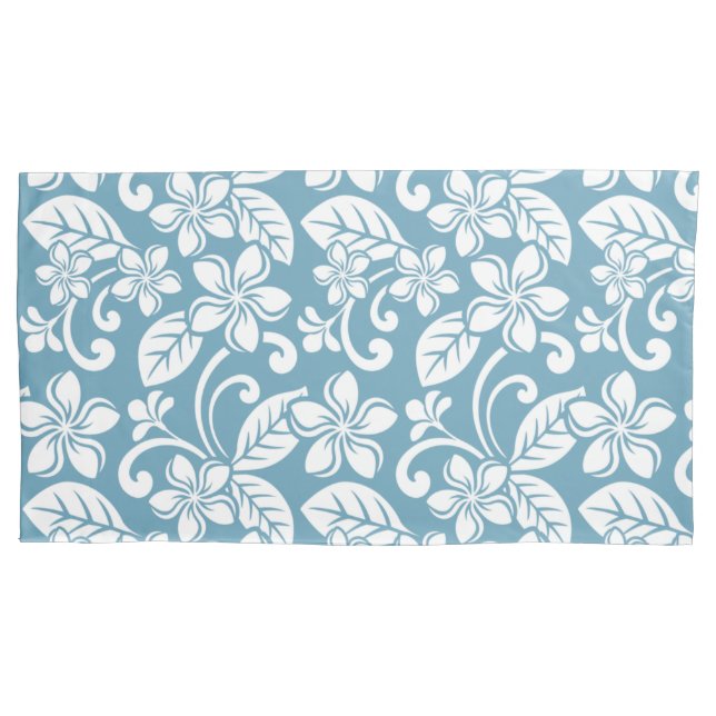 ISLAND PLUMERIA (SLATE BLUE) PILLOW CASE (Front-Left)