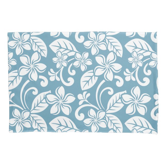 ISLAND PLUMERIA (SLATE BLUE) PILLOW CASE (Front-Left)