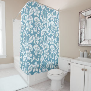 ISLAND PLUMERIA (SLATE BLUE) Shower Curtain