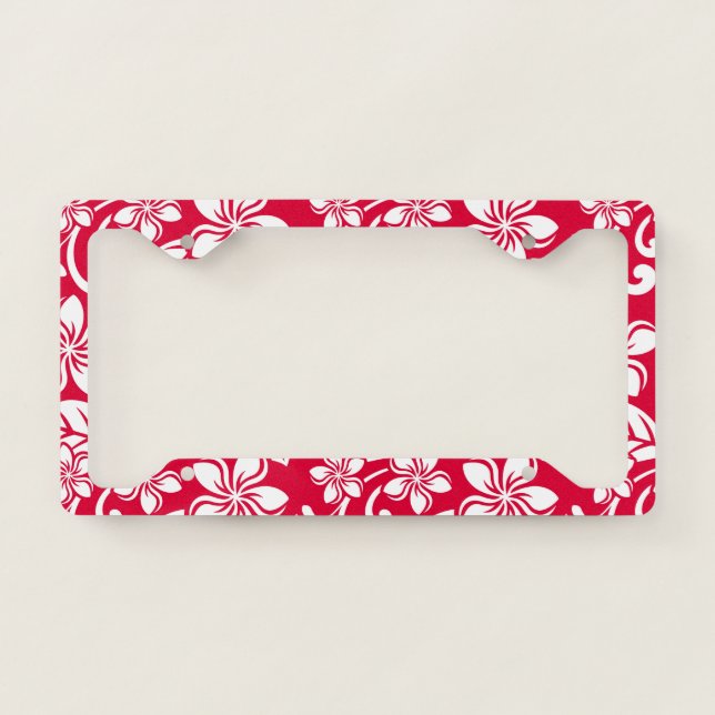 ISLAND PLUMERIA (STRAWBERRY RED) LICENSE PLATE FRAME (Front)