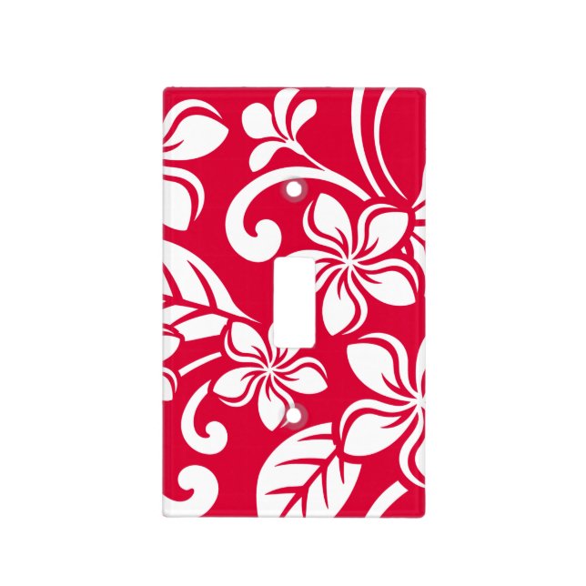 ISLAND PLUMERIA (STRAWBERY RED) LIGHT SWITCH COVER (Front)