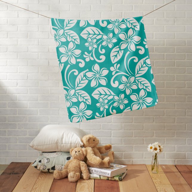 ISLAND PLUMERIA (TURQUOISE) BABY BLANKET (In Situ)