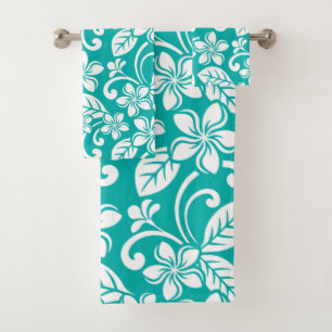 ISLAND PLUMERIA (TURQUOISE) BATH TOWEL SET