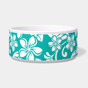 ISLAND PLUMERIA (TURQUOISE) Ceramic Pet Bowl