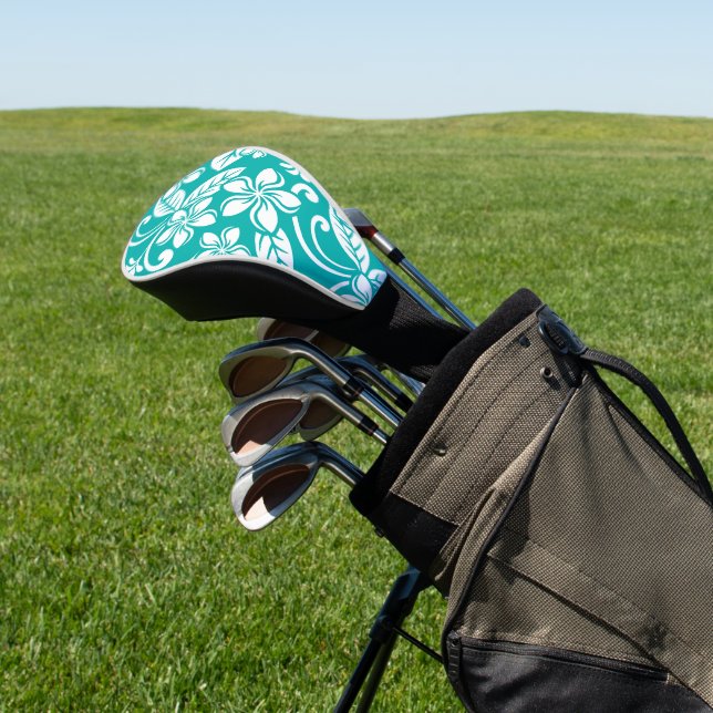 ISLAND PLUMERIA (TURQUOISE) GOLF HEAD COVER (In Situ)