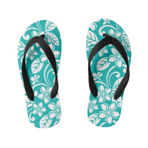 ISLAND PLUMERIA (TURQUOISE) KID'S FLIP FLOPS