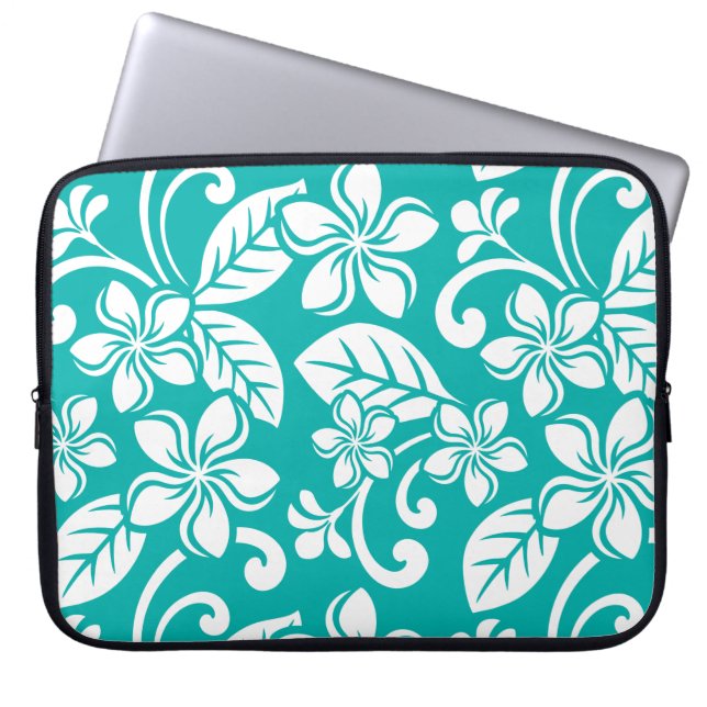 ISLAND PLUMERIA (TURQUOISE) LAPTOP SLEEVE (Front)