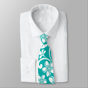 ISLAND PLUMERIA (TURQUOISE) NECK TIE