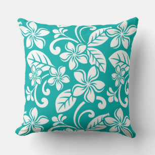 ISLAND PLUMERIA (TURQUOISE) THROW PILLOW