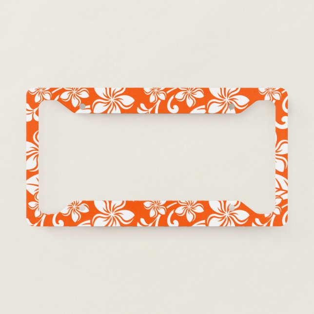 ISLAND PLUMERIA (VERY ORANGE) LICENSE PLATE FRAME (Front)
