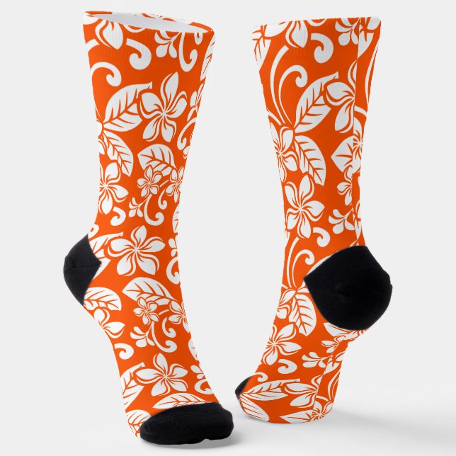 ISLAND PLUMERIA (VERY ORANGE) SOCKS (Angled)