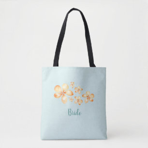 Island Plumeria Watercolor Bridal Tote Bag