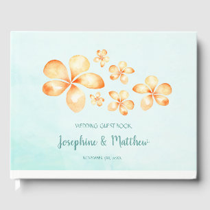Island Plumeria Watercolor Wedding Guest Book