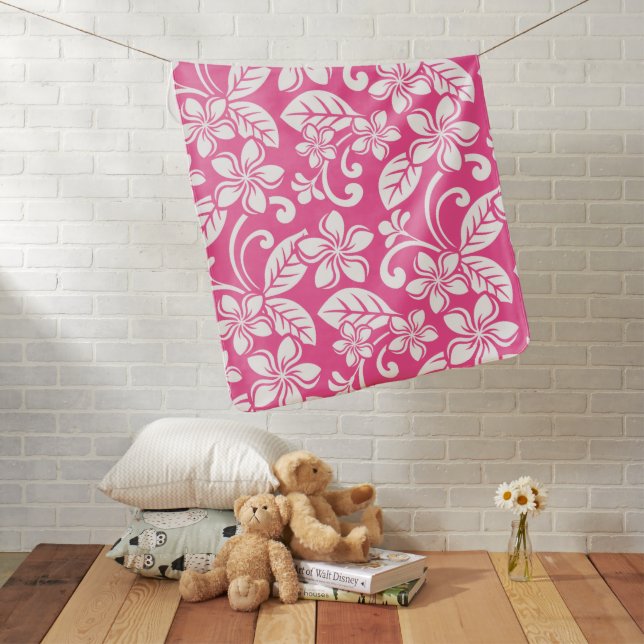 ISLAND PLUMERIA (WATERMELON PINK) BABY BLANKET (In Situ)