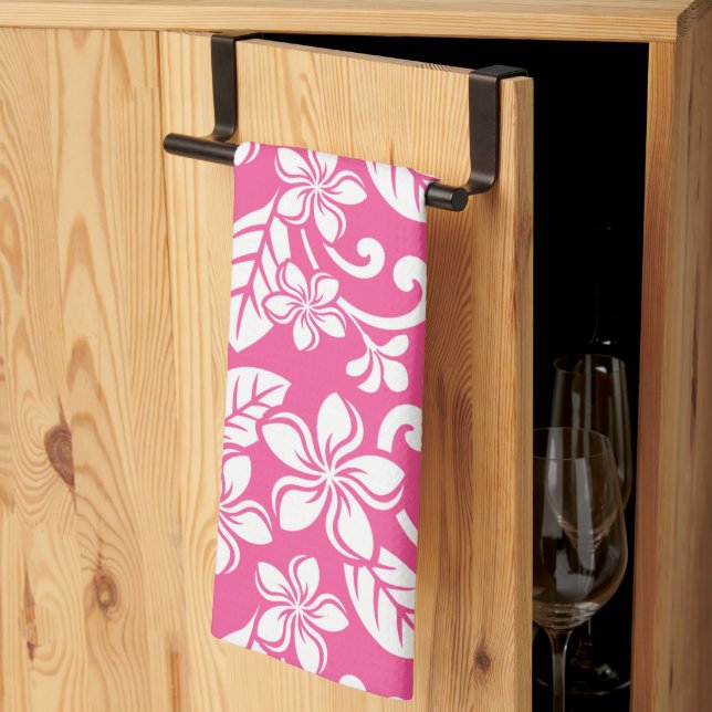ISLAND PLUMERIA (WATERMELON PINK) KITCHEN TOWEL (Thirds Fold)
