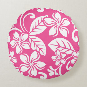 ISLAND PLUMERIA (WATERMELON PINK) ROUND PILLOW