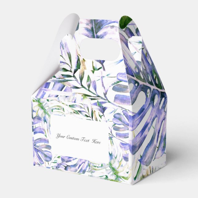 Island Purple Lilac Tropical Palm Leaves Wedding   Favor Boxes (Front Side)