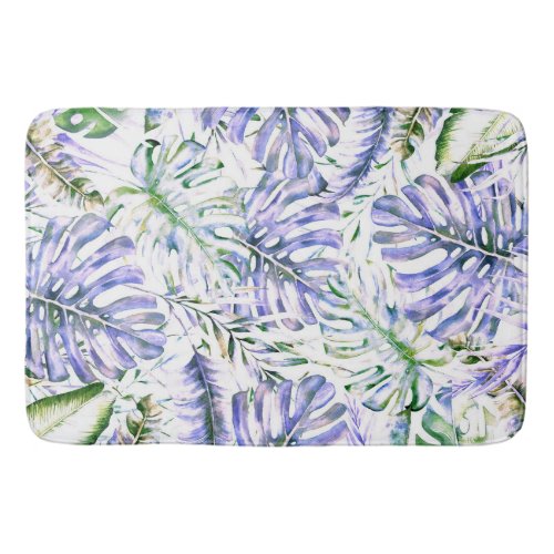 Island Purple Tropical Palm Leaves Summer Island  Bath Mat