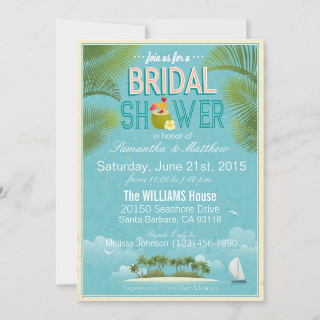 Island Resort Beach Destination Bridal Shower Invitation (Front)
