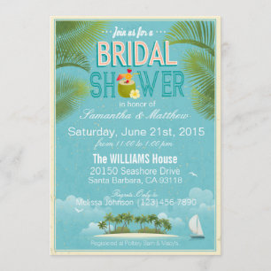Island Resort Beach Destination Bridal Shower Invitation