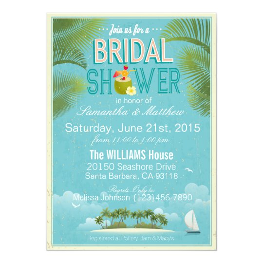 Island Resort Beach Destination Bridal Shower Invitation