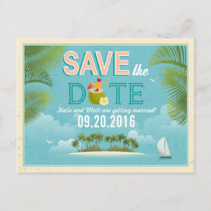 Island Resort Beach Destination Save the Date Announcement Postcard