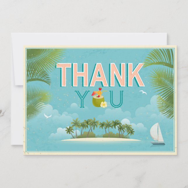 Island Resort Beach Destination Thank You Card (Front)