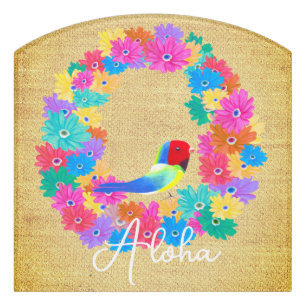Island Rustic Bird 'Aloha' Door Sign