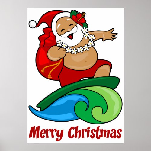 Island Santa Merry Christmas Poster