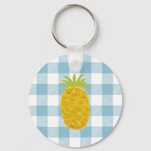 Island Slow-Living Ice Blue Check Keychain